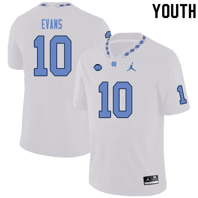 Youth #10 Desmond Evans North Carolina Tar Heels College Football Jerseys Sale-White